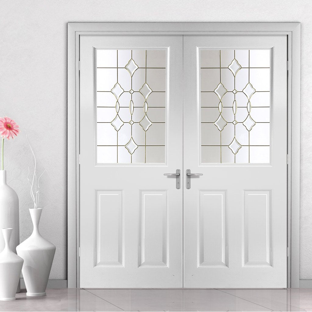 Eldon Grained PVC Door Pair - Andromeda Style Glass