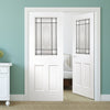 Eldon Grained Internal PVC Door Pair - Clear Glass with Victorian Design