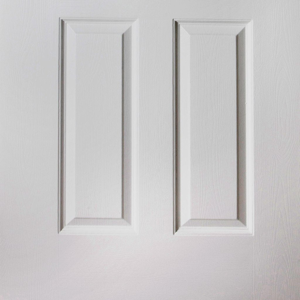 White PVC washington door with grained faces 4 decraresin 3 style toughened glass 