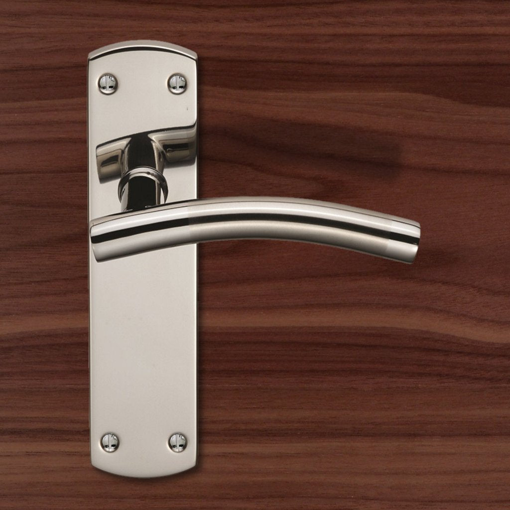 Steelworx CSLP1163B Curved Lever Handles on Latch Backplate