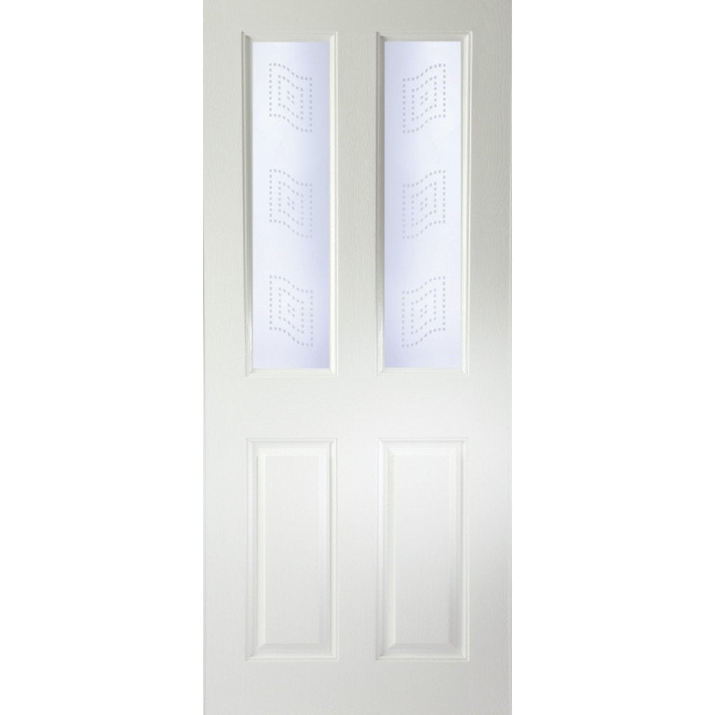Grainger Internal PVC Door Pair - Mansfield Sandblasted Design Glass