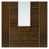 Two Sliding Doors and Frame Kit - Mistral Flush Walnut Door - Decor Grooves - Clear Glass - Prefinished