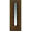 J B Kind Mistral Walnut Door Pair - Clear Glass - Decorative Grooves - Prefinished