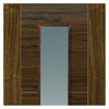 Two Sliding Doors and Frame Kit - Mistral Flush Walnut Door - Decor Grooves - Clear Glass - Prefinished