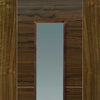 Mistral Walnut Absolute Evokit Double Pocket Door Detail - Clear Glass - Prefinished