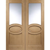 Calabria Oak Panel Door Pair - Bevelled Clear Glass