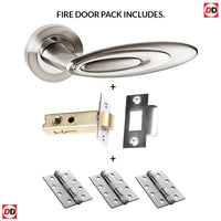Senza Pari Elisse Fire Lever on Rose - Satin Nickel - Polished Chrome Handle Pack