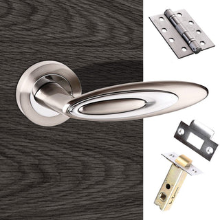 Image: Senza Pari Elisse Fire Lever on Rose - Satin Nickel - Polished Chrome Handle Pack