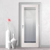 White PVC elizabethan door square top clear toughened gl
