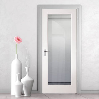 Image: White PVC elizabethan door square top clear toughened gl