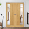 Ely Oak Fire Internal Door Pair 1SL - Clear Glass - 1/2 Hour Fire Rated - Prefinished