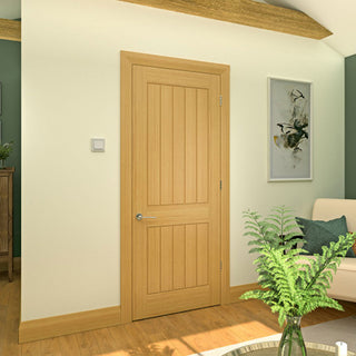 Image: Ely 2 Panel Oak Fire Door - 1/2 Hour Fire Rated - Prefinished