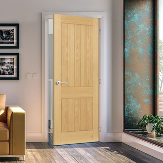 Image: Ely 2 Panel Oak Veneer Door - Prefinished