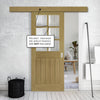 Single Sliding Door & Wall Track - Ely Oak Door - Clear Bevelled Glass - Unfinished