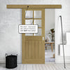 Single Sliding Door & Wall Track - Ely Real American White Oak Veneer Door - Clear Bevelled Glass - Prefinished
