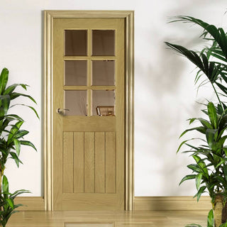 Image: Ely oak cottage style door with bevelled safety glass