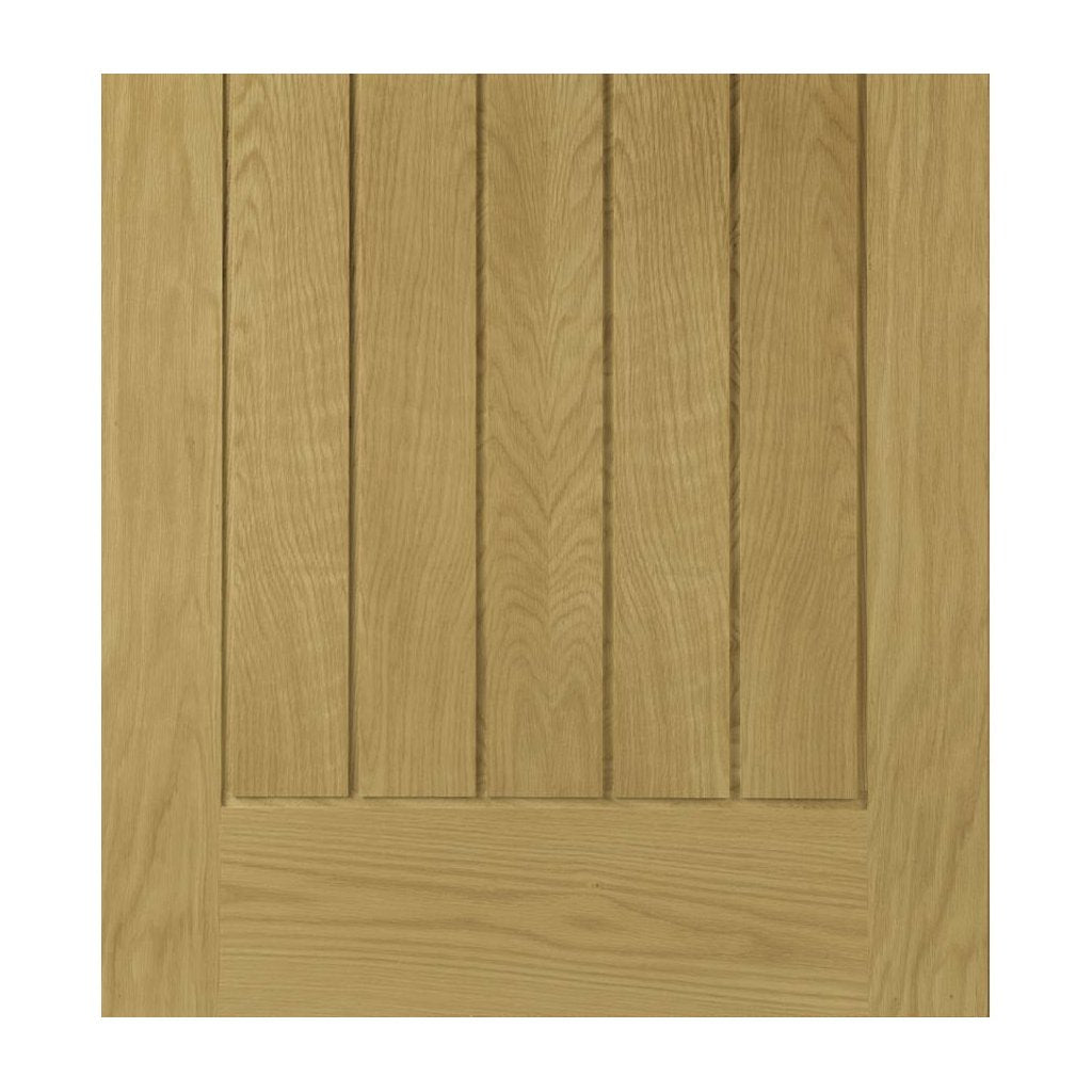 Ely oak cottage style door with bevelled safety glass
