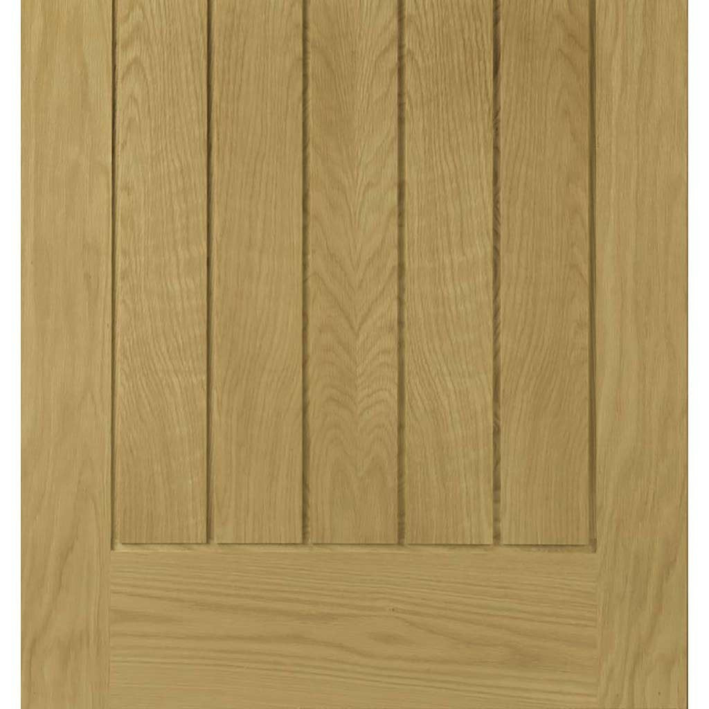 Two Folding Doors & Frame Kit - Ely Oak 2+0 - Clear Bevelled Glass -Unfinished