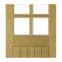 Ely oak cottage style door with bevelled safety glass