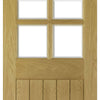 Two Folding Doors & Frame Kit - Ely Oak 2+0 - Clear Bevelled Glass -Unfinished