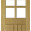 Three Folding Doors & Frame Kit - Ely Oak 3+0 - Clear Bevelled Glass -Unfinished