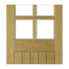 Ely Real American White Oak Veneer Double Evokit Pocket Door Detail - Clear Bevelled Glass - Prefinished