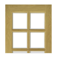 Ely oak cottage style door with bevelled safety glass