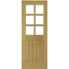 Double Sliding Door & Wall Track - Ely Real American White Oak Veneer Door - Clear Bevelled Glass - Prefinished