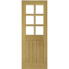 Single Sliding Door & Black Barn Track - Ely Unfinished Oak Door - Clear Bevelled Safety Glass