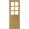 Two Folding Doors & Frame Kit - Ely Oak 2+0 - Clear Bevelled Glass -Unfinished