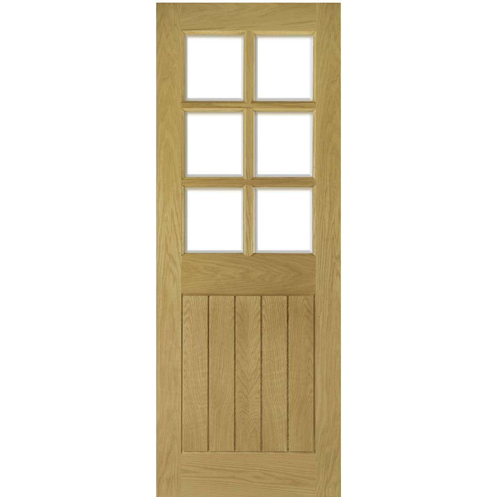 Four Folding Doors & Frame Kit - Ely Oak 3+1 - Clear Bevelled Glass -Unfinished