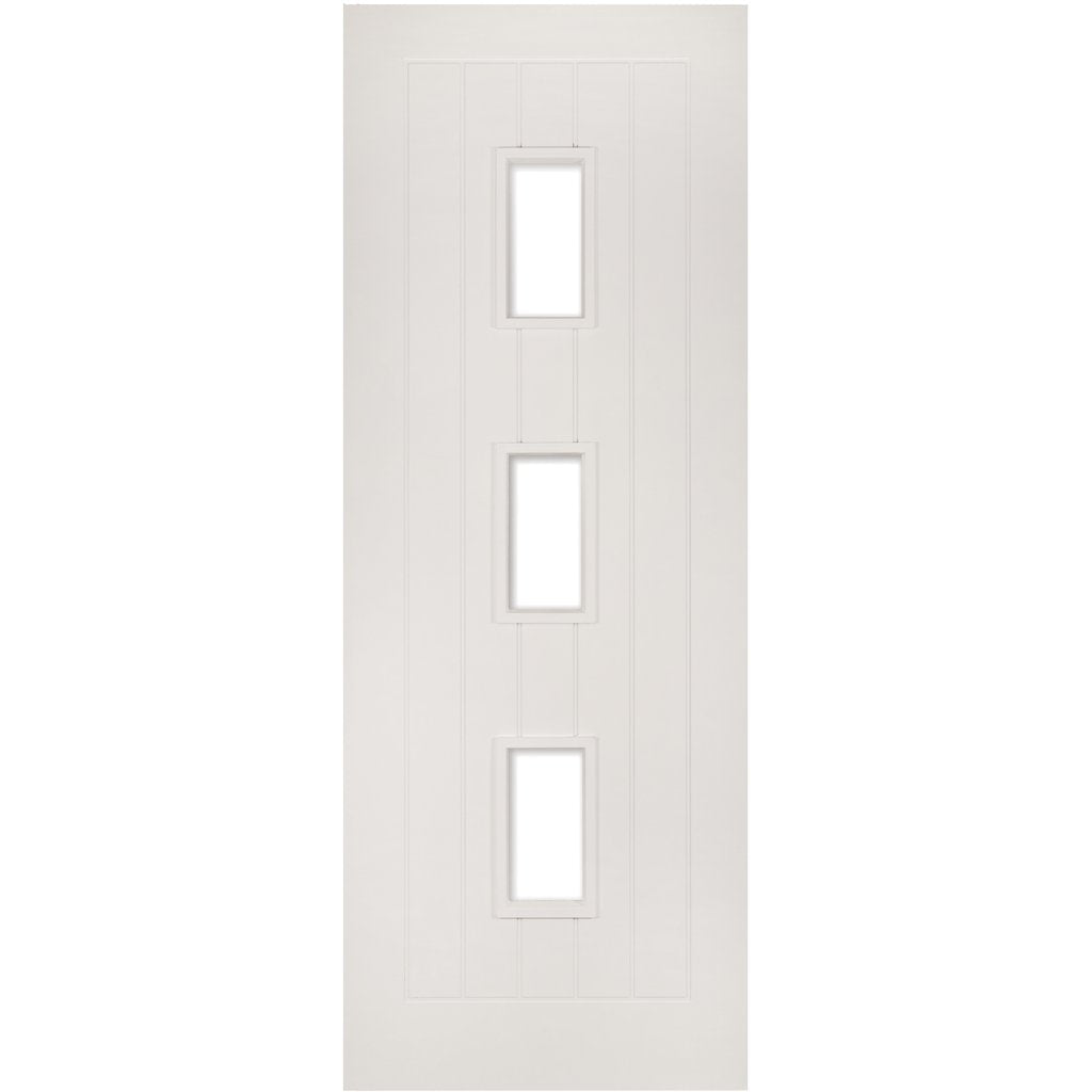 Ely White Primed Door Pair - Clear Glass