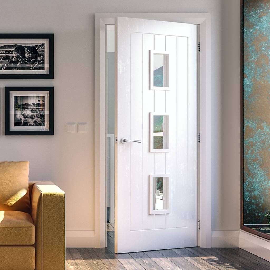 Ely White Primed Door - Clear Glass from Deanta UK