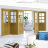 Five Folding Doors & Frame Kit - Ely Oak 3+2 - Clear Bevelled Glass -Unfinished