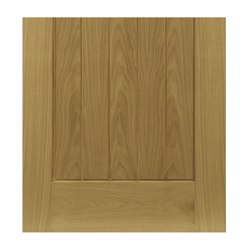 Ely Oak Single Evokit Pocket Door Detail - Clear Bevelled Glass - Unfinished