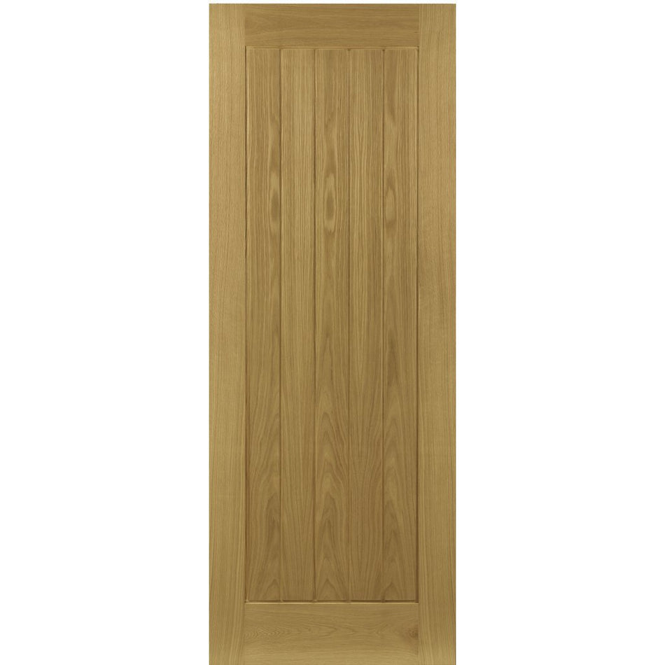 Single Sliding Door & Black Barn Track - Ely American Oak Veneer Door - Prefinished