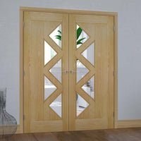 Ely 5 Glazed Oak Door Pair - Prefinished