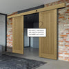 Double Sliding Door & Wall Track - Ely Oak Door - Unfinished