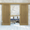 Double Sliding Door & Wall Track - Ely Real American White Oak Veneer Door - Prefinished