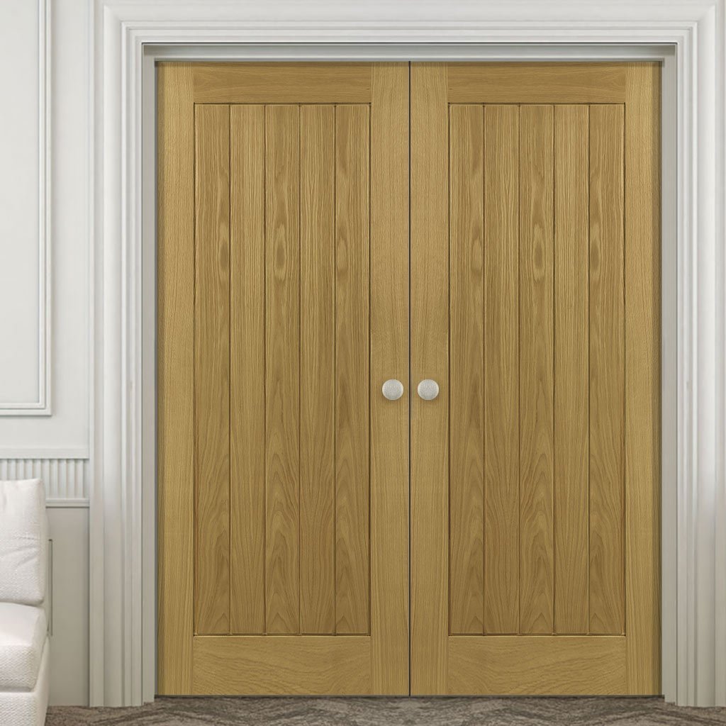 Bespoke Ely Real American Oak Veneer Internal Door Pair - Prefinished