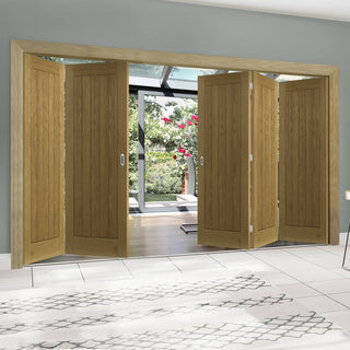 Image: Five Folding Doors & Frame Kit - Ely Oak 3+2 - Unfinished