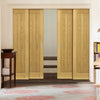 Ely Oak Veneer Staffetta Quad Telescopic Pocket Doors - Unfinished