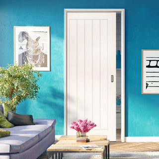 Image: Ely Evokit Pocket Fire Door - 1/2 Hour Fire Rated -White Primed