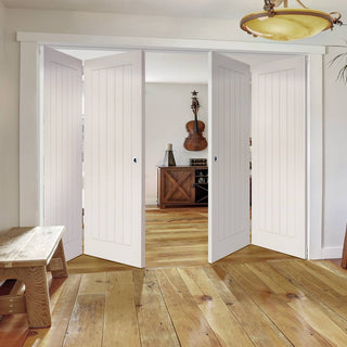 Image: Four Folding Doors & Frame Kit - Ely 2+2 - White Primed