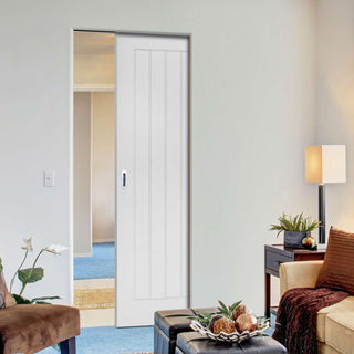 Image: Ely Absolute Evokit Single Pocket Door - White Primed