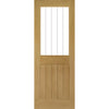 Sirius Tubular Stainless Steel Sliding Track & Ely 1L Top Pane Oak Double Door - Clear Etched Glass - Unfinished