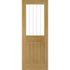 Saturn Tubular Stainless Steel Sliding Track & Ely 1L Top Pane Oak Double Door - Clear Etched Glass - Unfinished