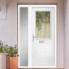 Cottage Style Escala 1 Composite Front Door Set with Single Side Screen - Clear Glass - Shown in White