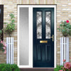 Premium Composite Front Door Set with One Side Screen - Esprit 2 Abstract Glass - Shown in Blue