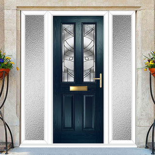 Image: Premium Composite Front Door Set with Two Side Screens - Esprit 2 Abstract Glass - Shown in Blue
